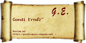 Gondi Ernő névjegykártya